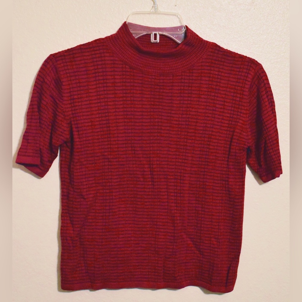 Red Mock Neck Top